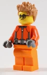 Lego Minifigure Construction Dude Orange Jacket Safety Gear Glasses Spiky Hair. Fixed Price $7.84.