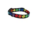 Wet Nose Designs All Smiles Dog Collar Rainbow Smiley Faces On Black Retro. Fixed Price $10.99.