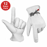 12 Pairs Bulk White Cowhide Leather Work Gloves Safety Driver Ppe. Fixed Price $86.00.