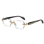 Clear Lens Gold Frame Retro Cross Style Edge Cut Luxury Rimless Eye Glasses. Fixed Price $20.99.