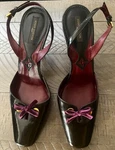 Louis Vuitton Black Patent Pumps W/ Purple Velvet Bow Sz. 37. Fixed Price $264.95.