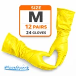 12 Pairs (24 Gloves) Medium Yellow Latex Household Cleaning Dishwashing. Fixed Price $17.95.