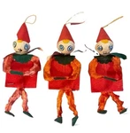 Vintage Elf Christmas Ornaments Spun Cotton Flocked Paper Chenille Wire Set Of 3. Fixed Price $22.99.