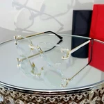 Luxury Rimless Round Diamond Cut Sunglasses Clear Lens Gold Frame High-quality. Fixed Price $120.00.