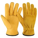 Ozero Leather Work Gloves Flex Grip Tough Cowhide Large, GOLD(1 Pair). Fixed Price $15.62.