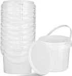 10 Pack White Plastic Bucket With Handle Lid Food Storage Containers. Fixed Price $62.45.