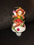 Vtg Christmas Elf Paper Papier Mache Chenille Sitting Mushroom Hand Ornament. Fixed Price $16.96.