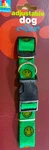Adjustable Nylon Dog Collar, Small Medium Large 3/4" Wide, 9"-17" Green Smiley. Fixed Price $11.95.
