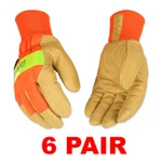 Kinco 1938KW His-vis Orange Grain Pigskin, Thermal With Knit Wrist (6 Pair). Fixed Price $110.95.