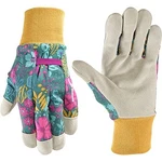 Women's Botanical Print Leather Palm Work And Gardening Gloves (4182L) Large. Fixed Price $14.24.