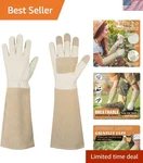 Long Gauntlet Gardening Gloves - Lightweight, Thorn Proof Pigskin Leather Style. Fixed Price $34.99.