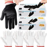 Janmercy 200 Pcs Disposable Bbq Nitrile Gloves With 4 Pairs Cotton Liners Gri.... Fixed Price $32.45.