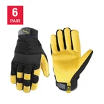 Wells Lamont Mens Hydro Hyde Heavy Duty Goatskin Palm Gloves Size Medium 6-PAIR. Fixed Price $53.94.