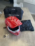 Troy Lee Design SE4 Men Large Red/silver Helmet Motocross Wbag And Padded Case. Fixed Price $199.00.