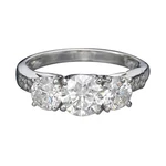 14K White Gold Genuine 2.00 Ct H/I1 3-STONE Diamond Engagement Ring Round. Fixed Price $2884.00.