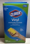 Clorox Vinyl Disposable Gloves One Size Fits Most Clear Powder Free 50 Pk New. Fixed Price $6.00.