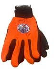 Edmonton Oilers Orange And Black Utility Gloves. Fixed Price $11.00.