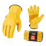 Vgo... 3-PAIRS Unlined Cow Grain Leather Work And Driver Gloves With Spli.... Fixed Price $68.52.