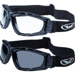 2 Pairs Global Vision Trip Motorcycle Goggles Black Frames Clear + Smoke Lenses. Fixed Price $29.99.