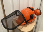 Safety Helmet Hard Hat Orange , Ear Muffs Face Shield System. Fixed Price $35.00.