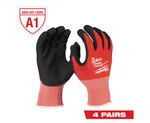 Milwaukee 4-PACK Large Nitrile Level 1 Cut Resistant Dipped Work Gloves. Fixed Price $19.99.
