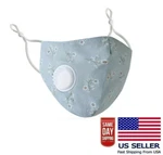 Light Blue Flowers Face Mask Valve Vent Nose Wire Adjustable Adult Cloth Breathe. Fixed Price $6.49.