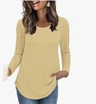 Long Sleeve Shirts Women Fall Fashion 2025 Lightweight Crewneck Twist Knit To. Fixed Price $5.59.