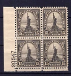 Us Stamps 696 Mnh Xf/s Plate Block #20547 Rotary Statue Liberty Zayix 1024M0236. Fixed Price $335.00.