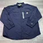 New Carhartt Shirt Mens Xl Blue Flame Resistant FRS160 Button Up Workwear. Fixed Price $49.88.