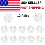12 Pairs White Cotton Gloves Soft Eczema Moving Sensitive Dry Hands Bulk Pack. Fixed Price $10.99.