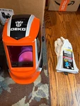 Kids Deko Welding Helmet And Little Demons Mig Gloves Blue. Fixed Price $25.00.