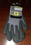 Cat Men's Dipped & Dotted Nitrile Coated Palm Glove, Black/gray, Size L/9, New. Fixed Price $9.95.