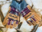 Carhartt Women's Work & Garden Gloves Tan Suede Wild Rose Plaid New. Fixed Price $27.00.