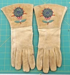Vintage Western Plains Indian Beaded Floral Gauntlet Gloves Cloth Lined. Fixed Price $135.00.